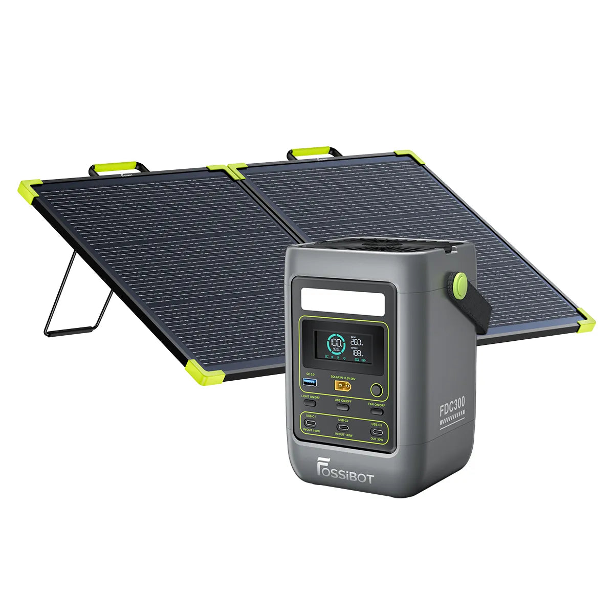 FOSSiBOT FDC300+1×SP100 Pro Bifaziales tragbares Solarpanel
