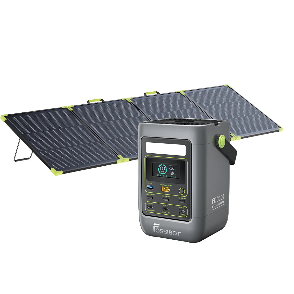 FOSSiBOT FDC300+1×SP200 Pro Bifaziales tragbares Solarpanel